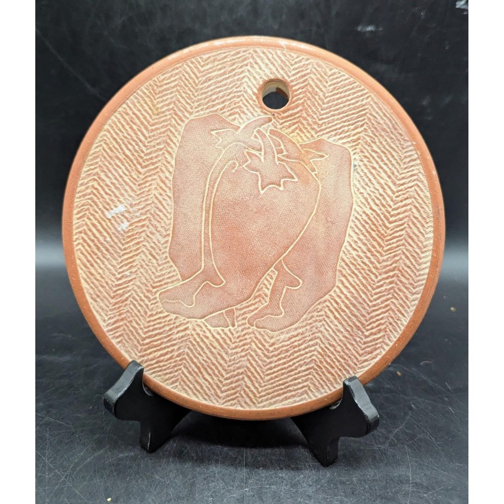 Handmade Terracotta 7.25" Round‎ Trivet Wall Hanging Pepper